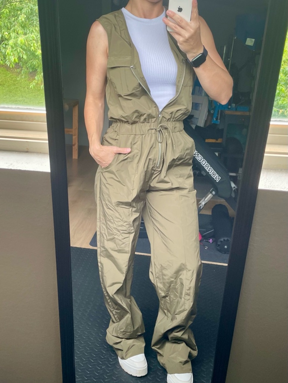 Blue Blush Olive Utility Sleeveless Jumpsuit